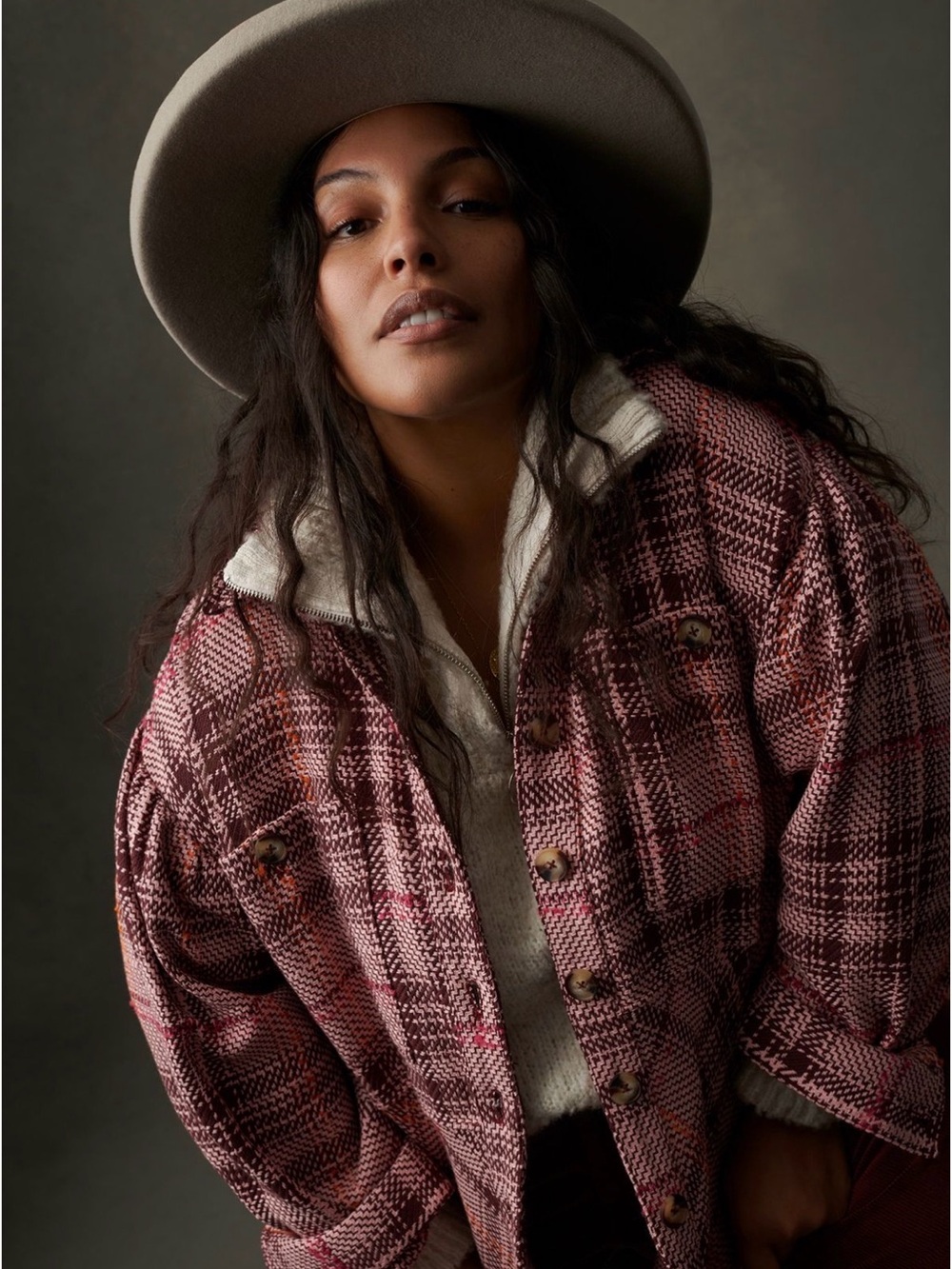 Anthropologie Hudson plaid shirt jacket